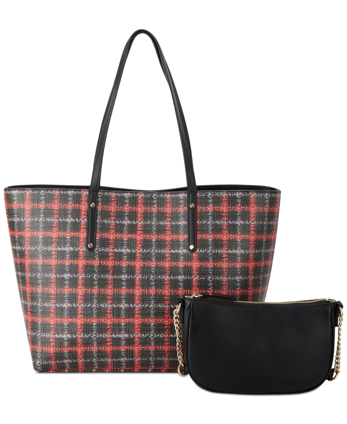 Inc International Concepts Zoiey 2-1 Tote, Created For Macy's In Red Tweed/black
