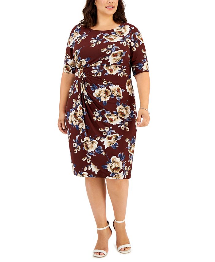 Connected Plus Size Printed Side-Tab Dress - Macy's