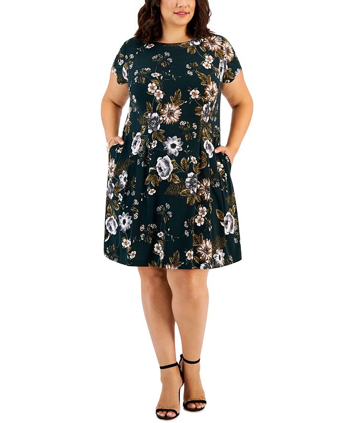 Connected Plus Size Printed Fit & Flare Dress - Macy's
