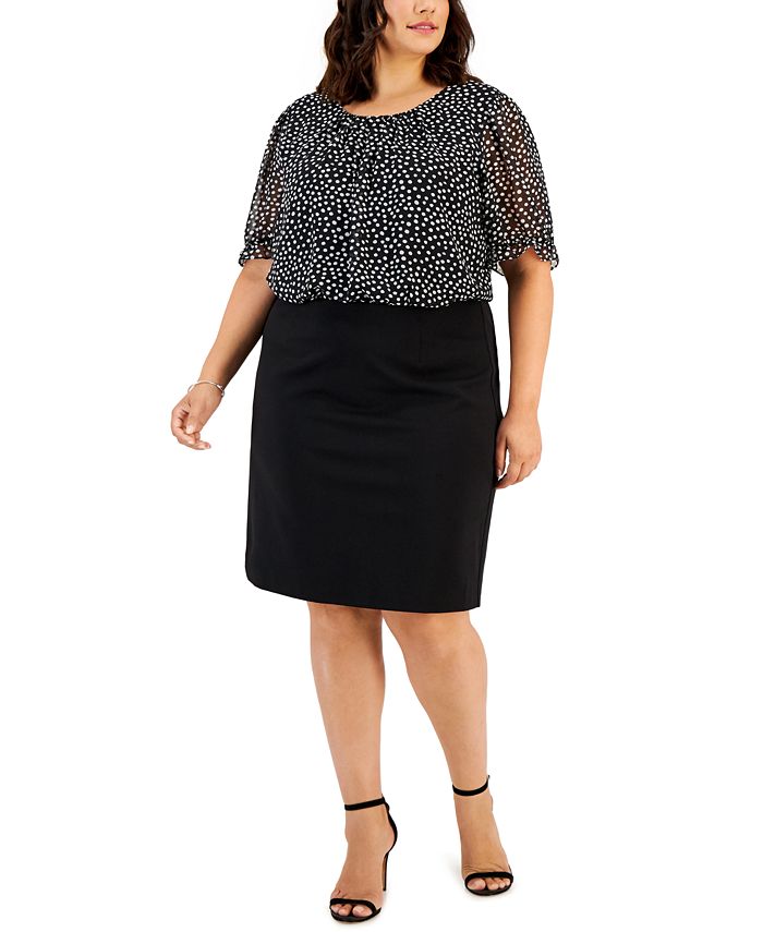 Connected Plus Size Mixed Media Dress Macy's