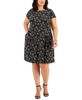 Connected - Plus Size Printed Fit & Flare Dress