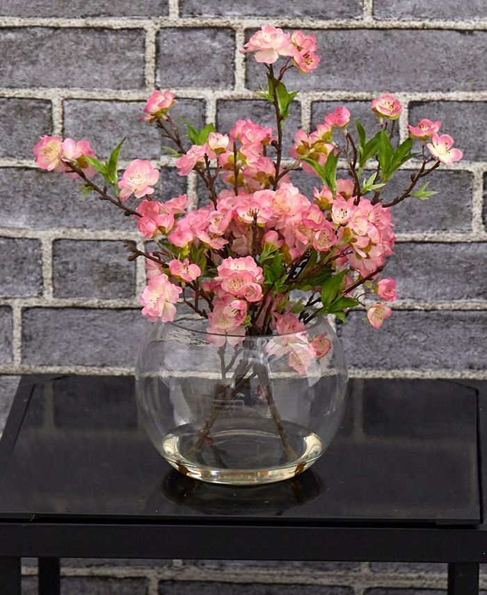 Nearly Natural Cherry Blossom in Large Glass Vase Macy's