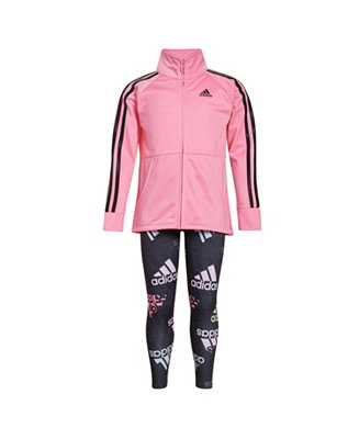 adidas Toddler Girls Tricot Jacket and Brand Love Print Tights, 2 Piece ...