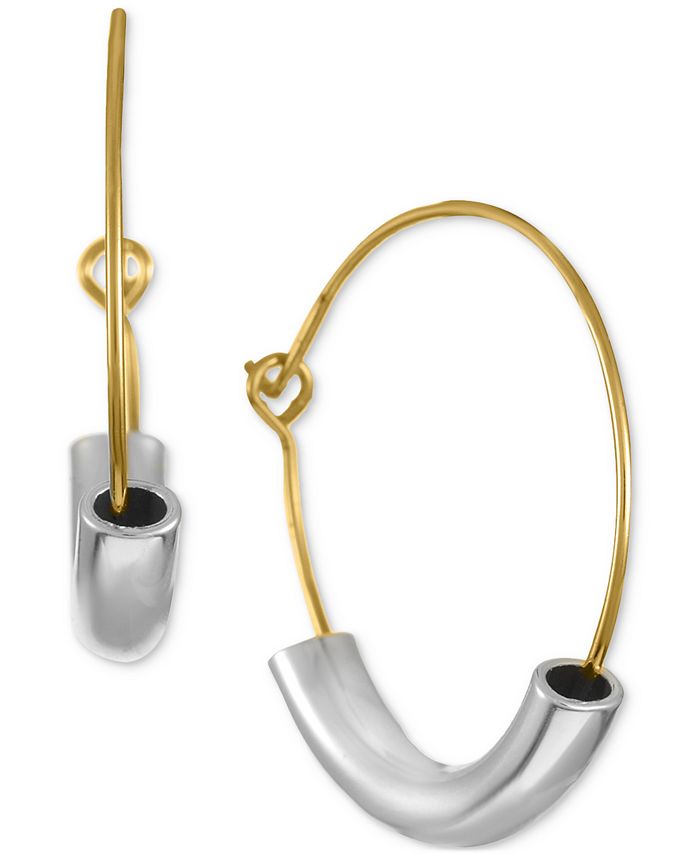 Style & Co TwoTone Medium Tubular Tunnel Hoop Earrings, 1.2", Created
