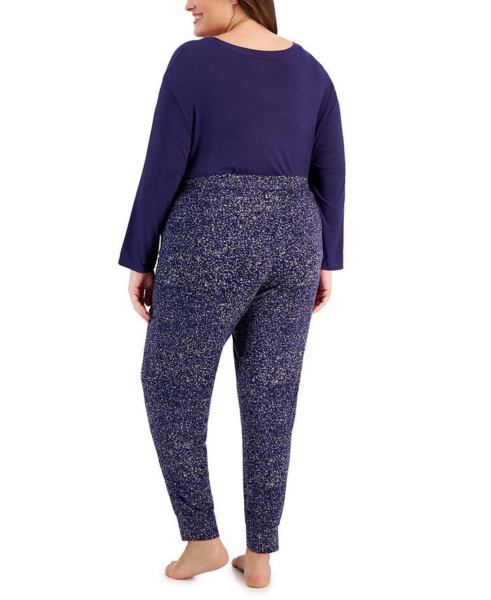 Alfani Plus Size AnimalPrint Jogger Pajama Pants, Created for Macy's Macy's