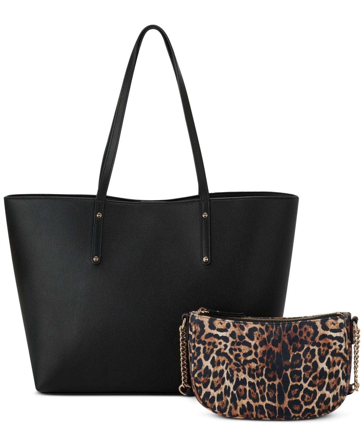 Inc International Concepts Zoiey 2-1 Tote, Created For Macy's In Black/lt Leo