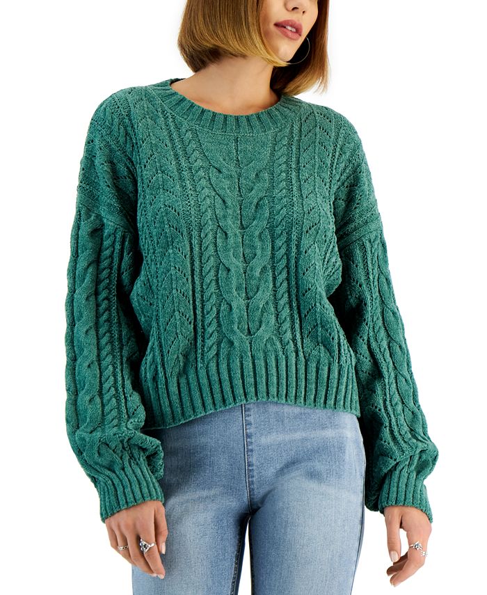 Hippie Rose Juniors' Chenille Cable Pullover Sweater & Reviews ...