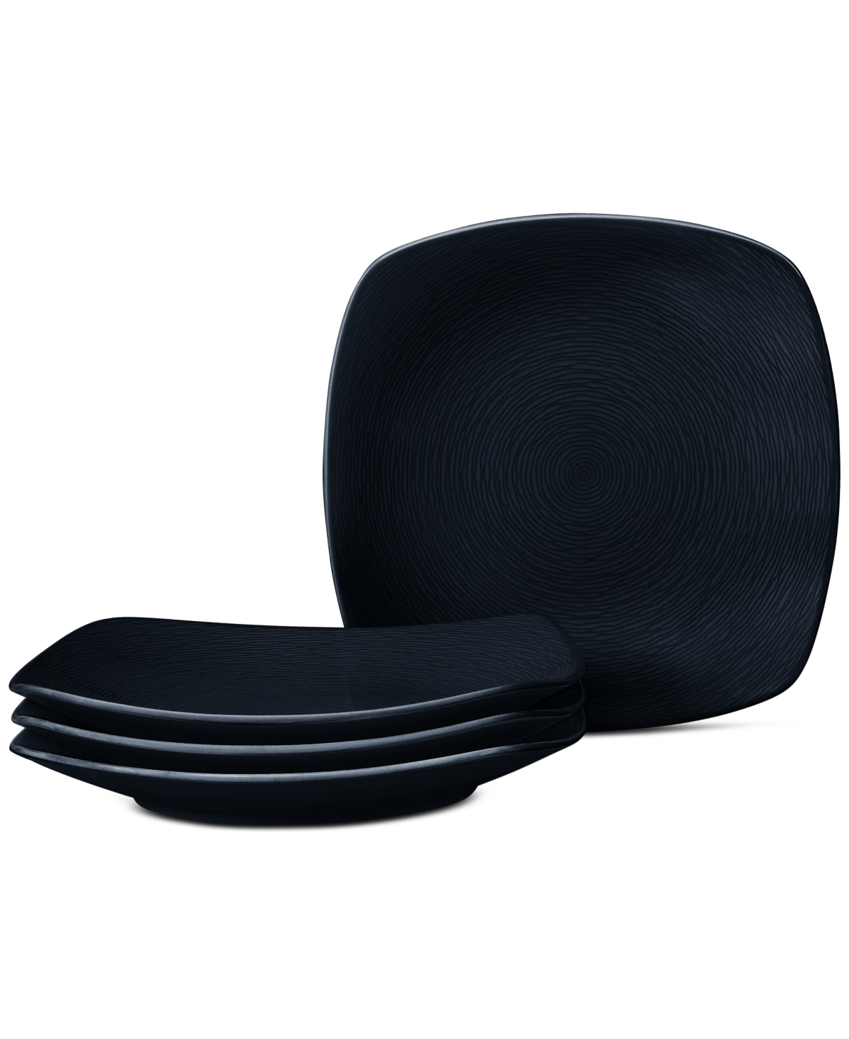 Swirl Square Dinner Plates, Set of 4 - Navy