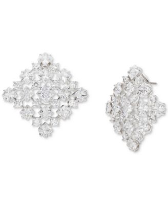 kate spade new york - Silver-Tone Pav&eacute; & Square Cubic Zirconia Diamond-Shape Drop Earrings