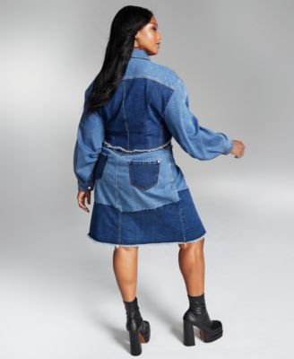 INC International Concepts Ade Samuel for INC Women's Asymmetrical Denim Skirt, Created for Macy's