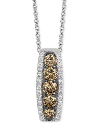 Le Vian - Chocolate Diamond (1/2 ct. t.w.) & Nude Diamond (1/4 ct. t.w.) Vertical Halo 18" Pendant Necklace in 14k White Gold