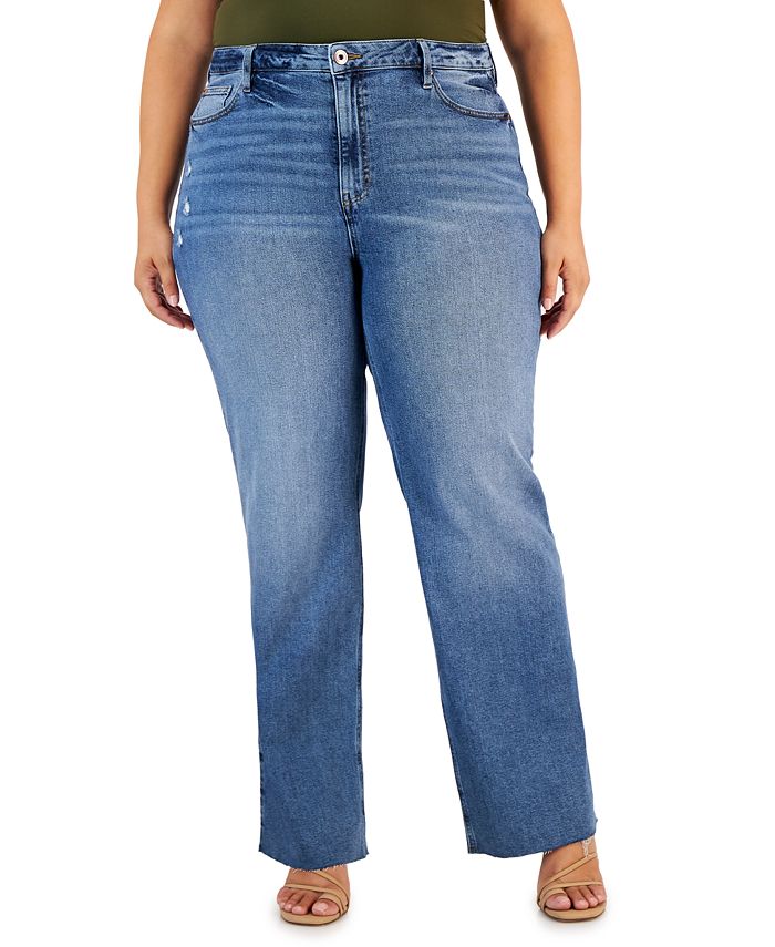 Celebrity Pink Trendy Plus Size Raw Hem Wide-Leg Jeans - Macy's