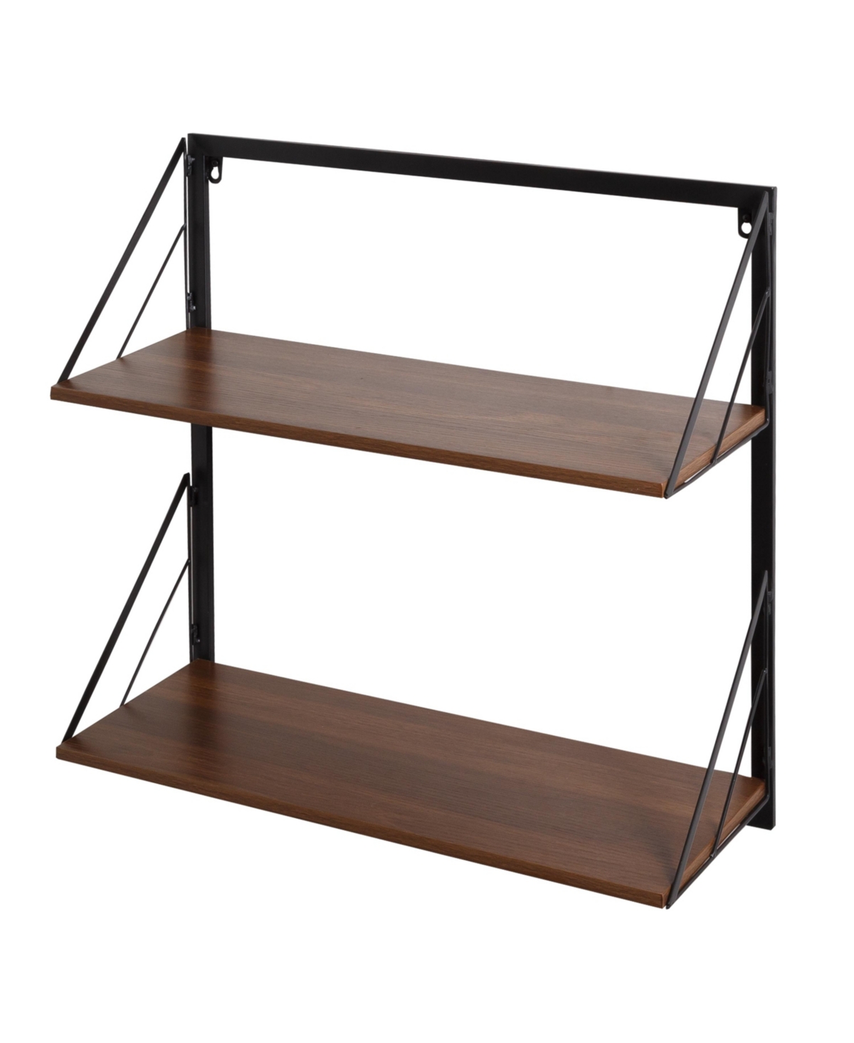 Honey Can Do Multipurpose 2 Tier Floating Wall Shelf With Shelves And Bracket In Walnut