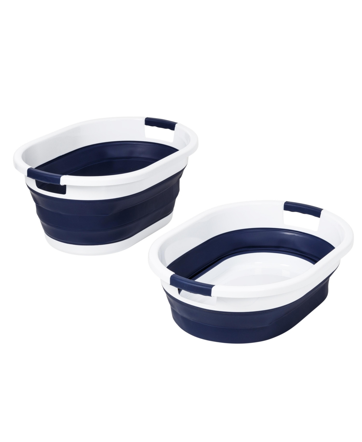 Shop Honey Can Do Collapsible Laundry Baskets With Bins, Set Of 2 In Navy Blue