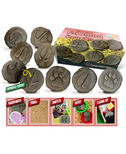 Детские игрушки Yellow Door Let's Investigate Farmyard Footprints Double-Sided 8-Piece Set Stones, Ages 3+