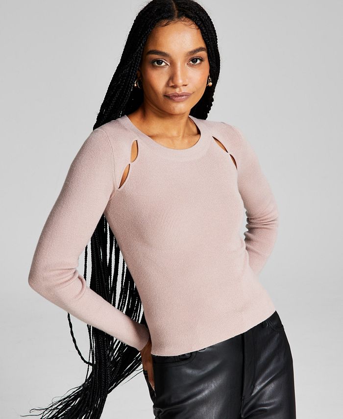 And Now This Women's Ribbed Shoulder-Cutout Sweater & Reviews - Sweaters - Women - Macy's