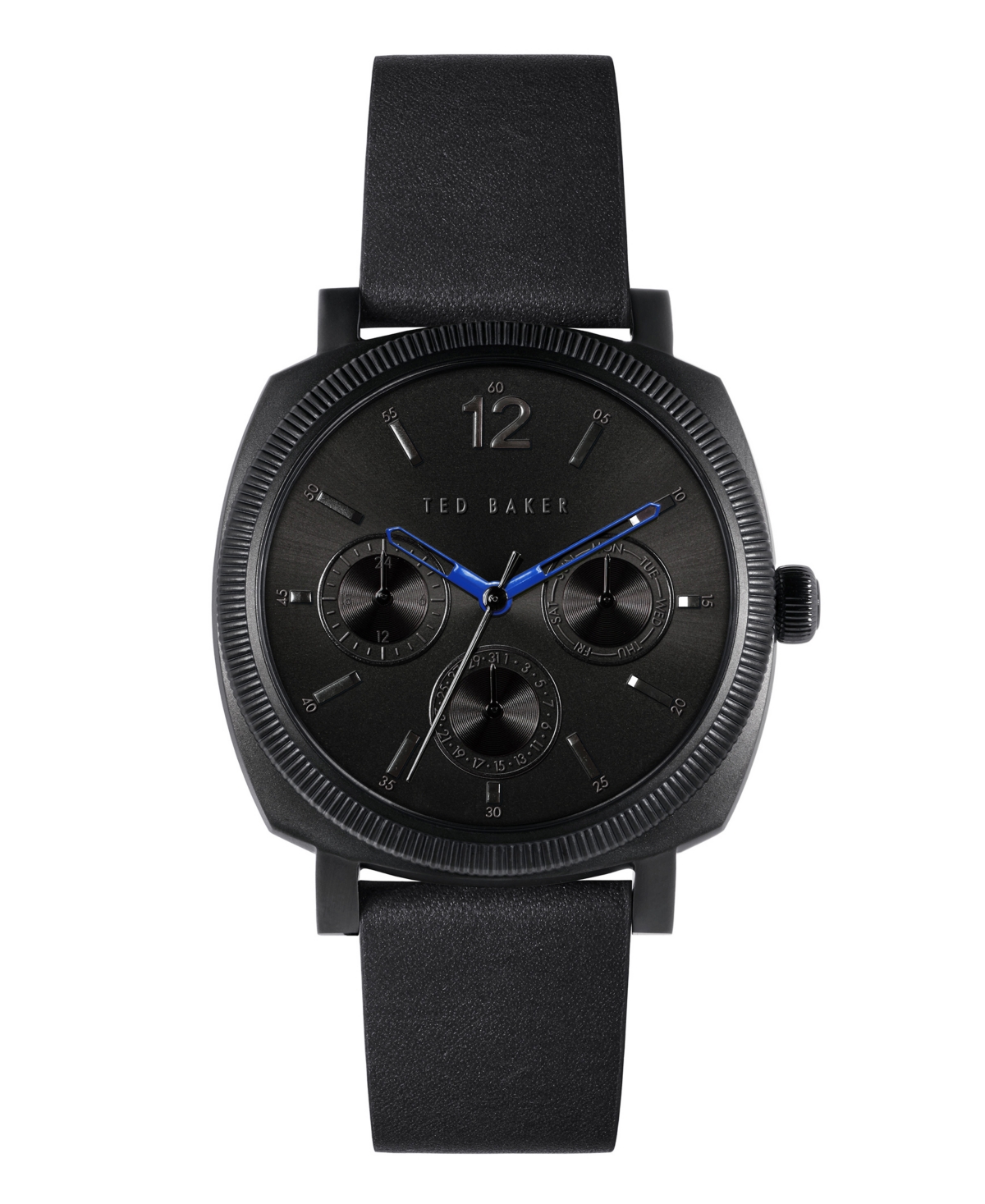 Men's Caine Black Leather Strap Watch 42mm - Black