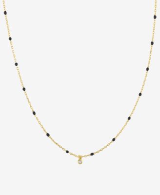 Macy's - Diamond Accent Bezel Dangle Enamel Bead 18" Pendant Necklace