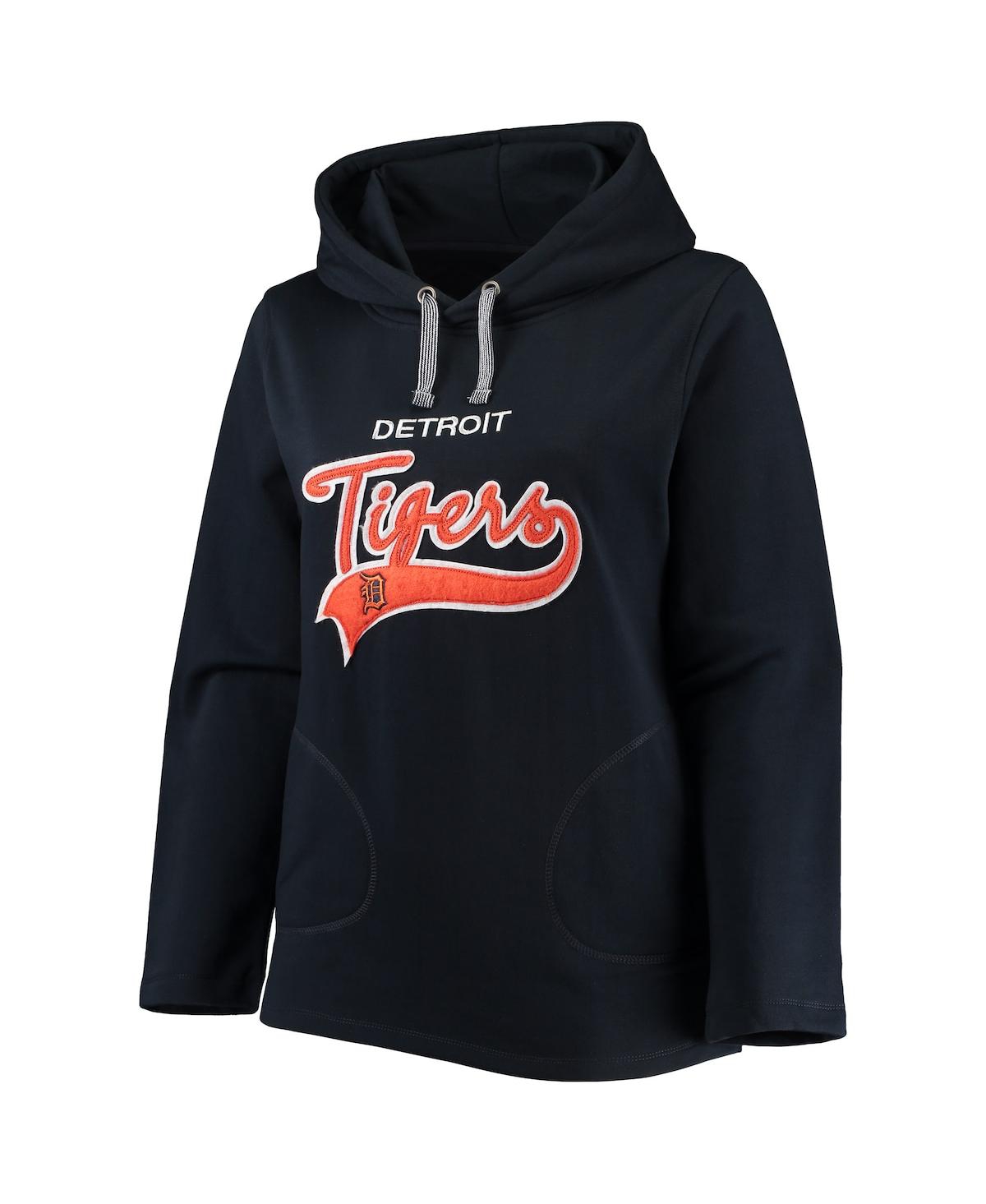 Shop Soft As A Grape Women's  Navy Detroit Tigers Plus Size Side Split Pullover Hoodie