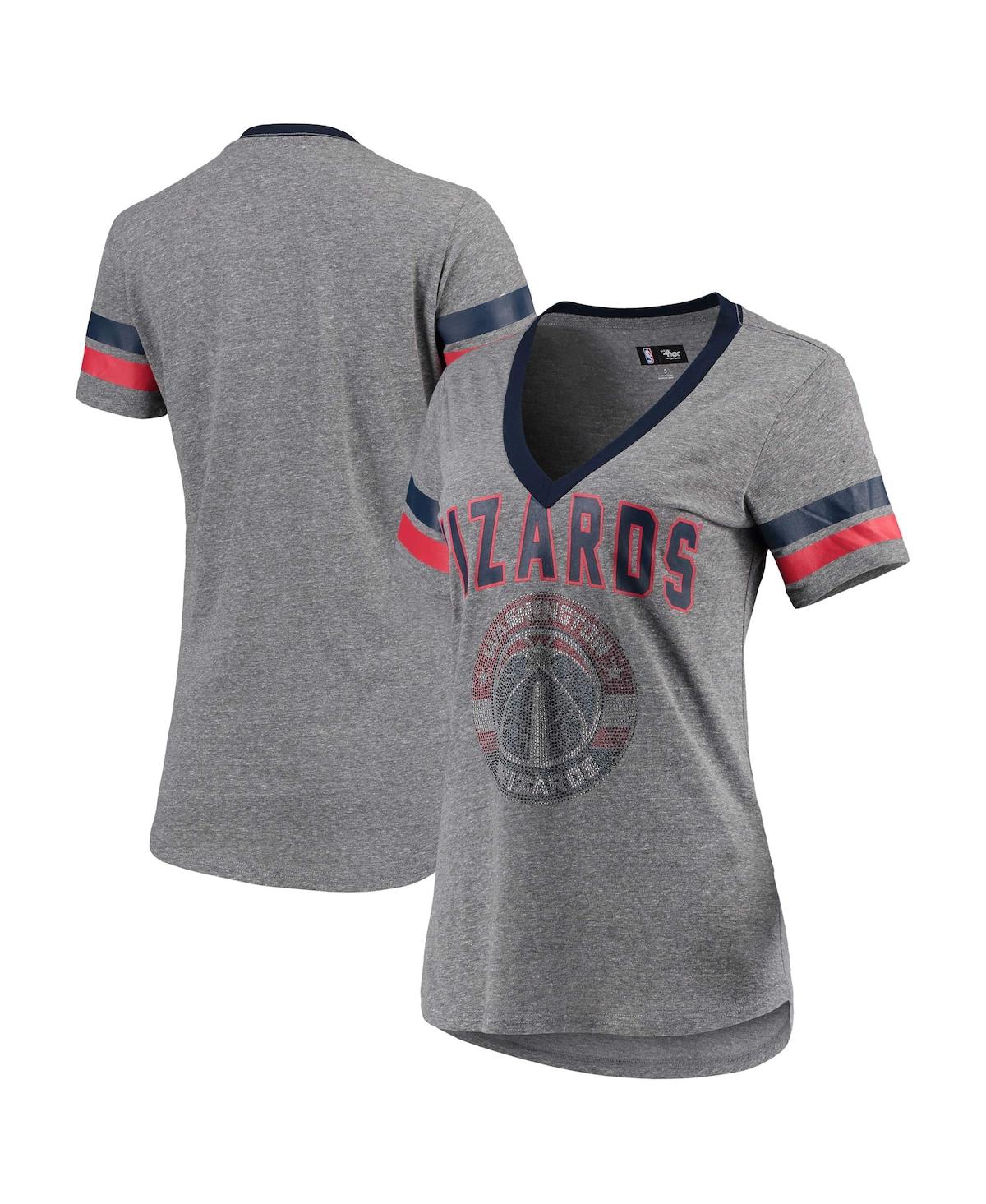 Women's G-iii 4Her by Carl Banks Gray and Red Washington Wizards Walk Off Crystal Applique Logo V-Neck T-shirt - Gray, Red