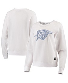 Women's White Oklahoma City Thunder Lauren Mesh Pullover Raglan Sweatshirt