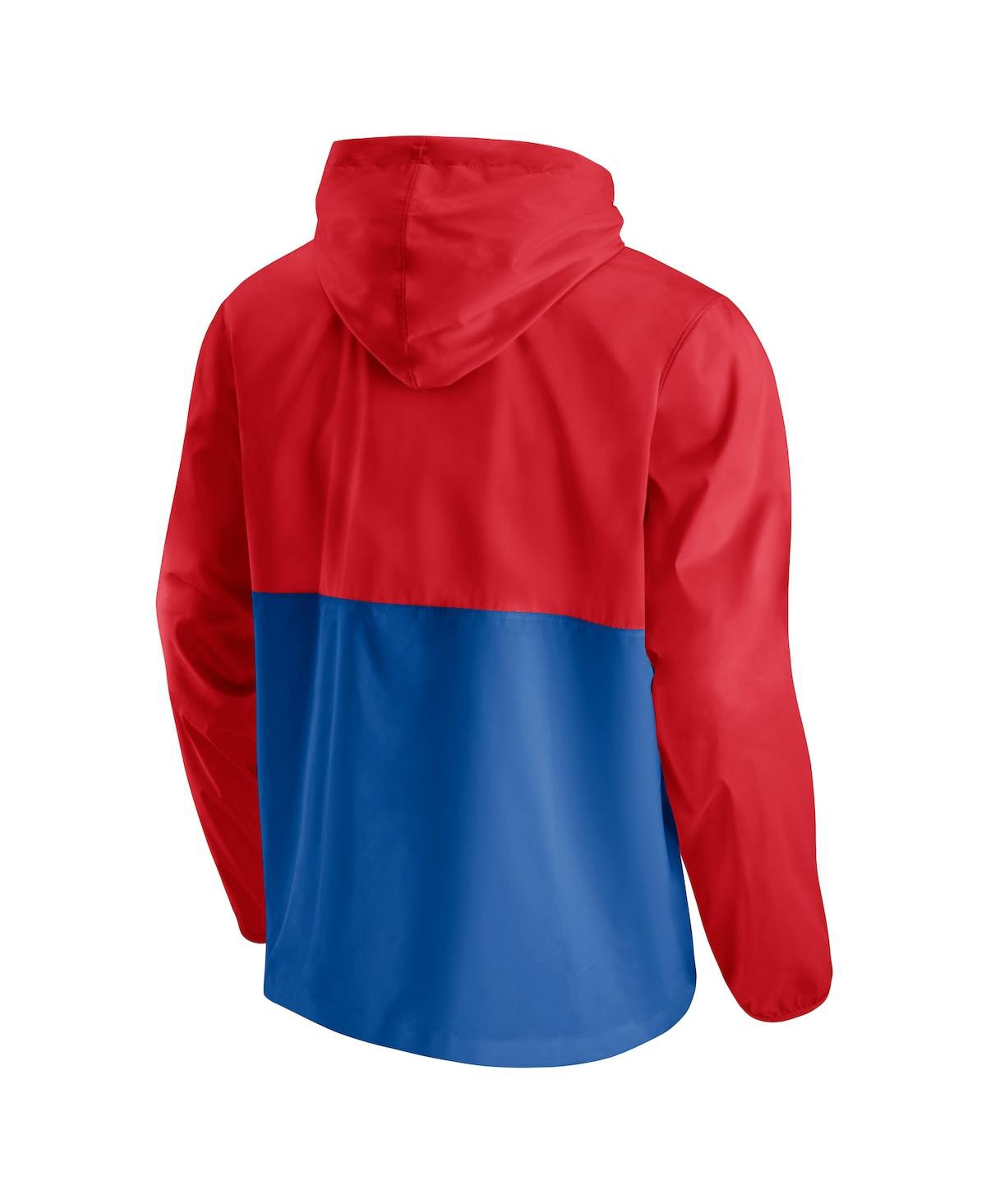 Shop Fanatics Men's  Royal, Red La Clippers Anorak Block Party Windbreaker Half-zip Hoodie Jacket In Royal,red