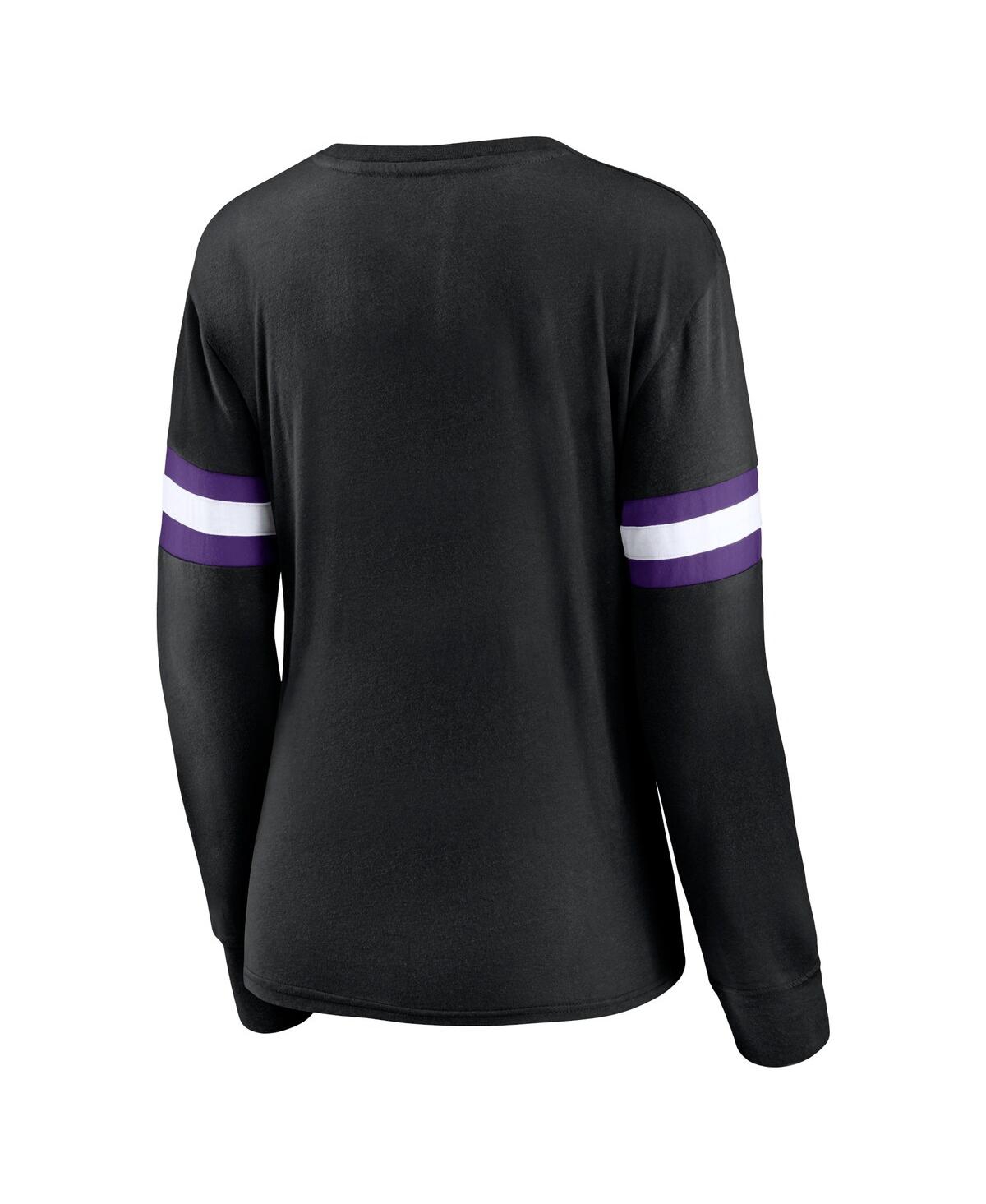 Women's Fanatics Purple Sacramento Kings Block Party Chest Logo Striped Long Sleeve T-shirt - Purple