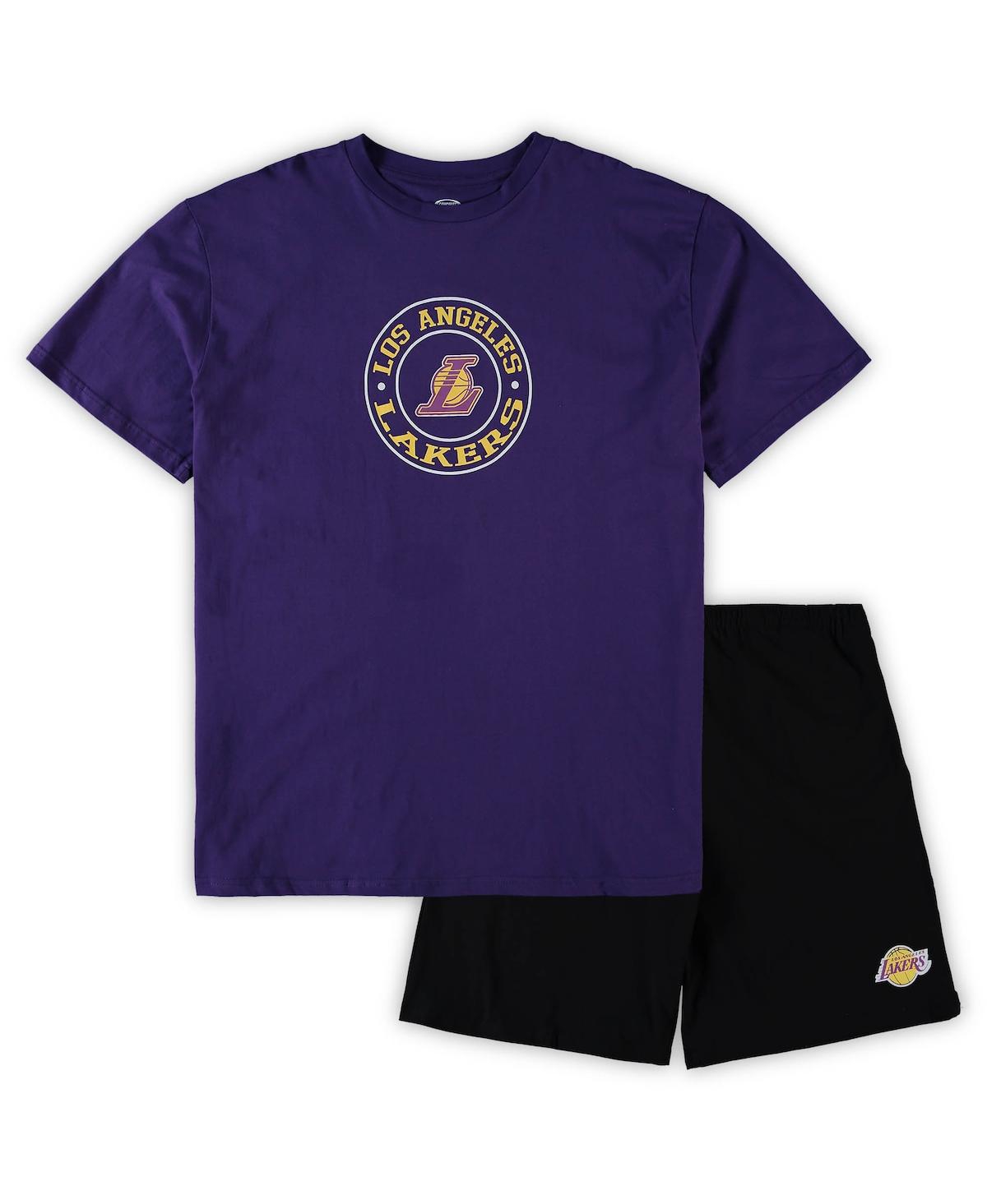 Men's Concepts Sport Purple, Black Los Angeles Lakers Big and Tall T-shirt and Shorts Sleep Set - Purple, Black