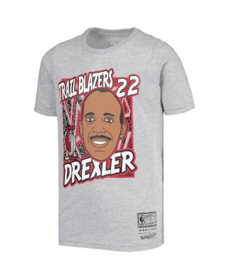 Big Boys Clyde Drexler Gray Portland Trail Blazers Hardwood Classics King of the Court Player T-shirt