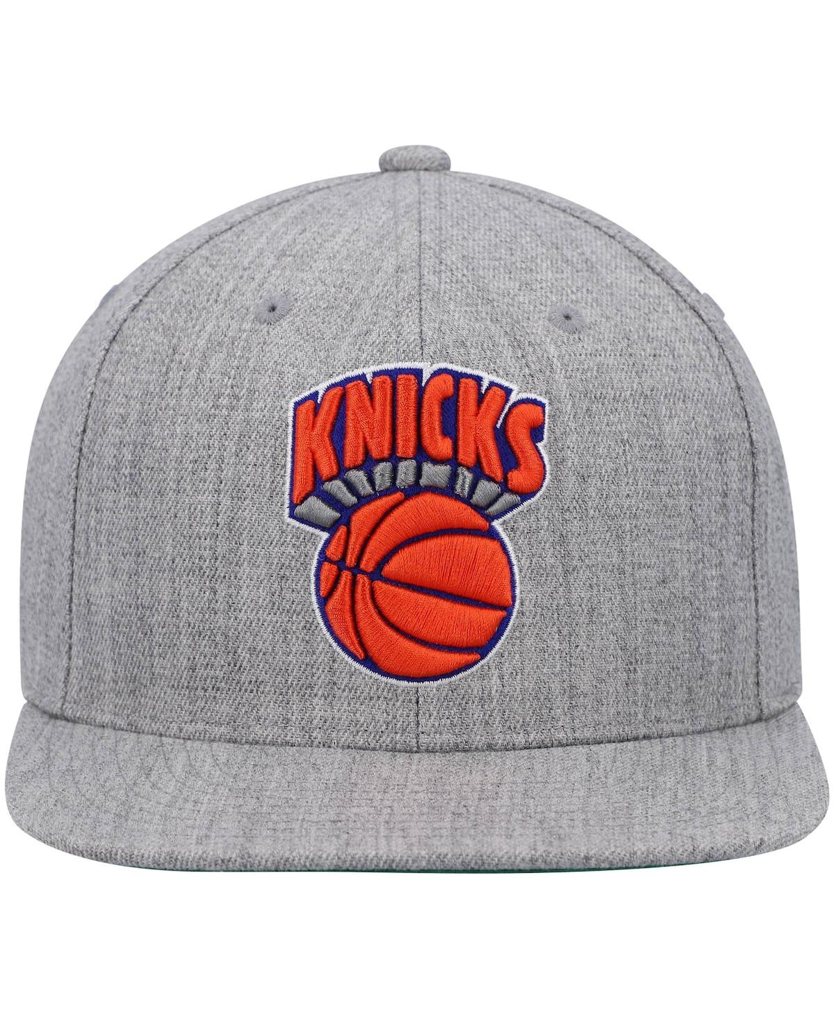 Shop Mitchell & Ness Men's  Heathered Gray New York Knicks Hardwood Classics Team 2.0 Snapback Hat