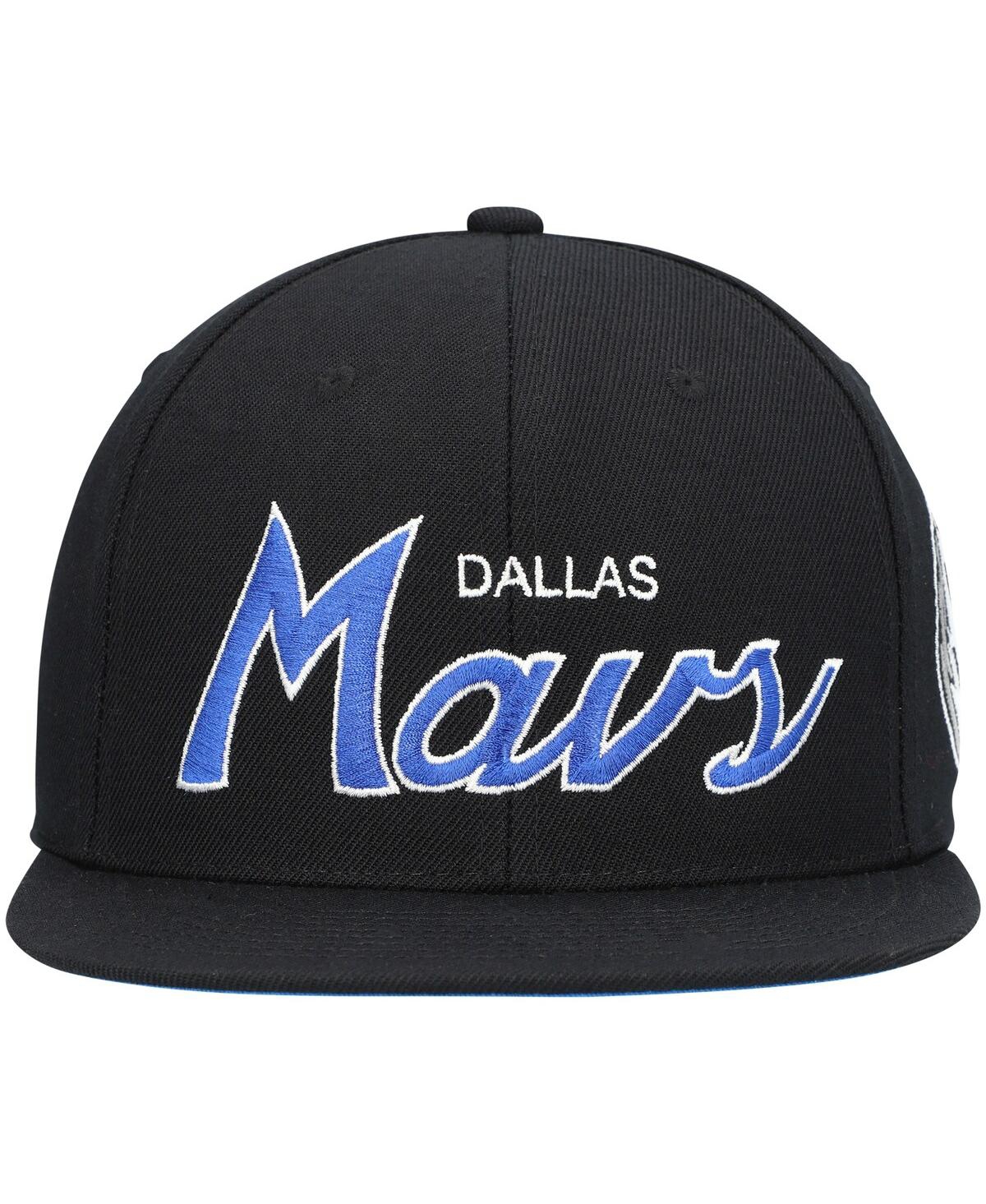 Shop Mitchell & Ness Men's  Black Dallas Mavericks Hardwood Classics Script 2.0 Snapback Hat