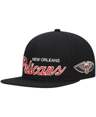 Men's Black New Orleans Pelicans Hardwood Classics Script 2.0 Snapback Hat