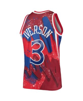 Men's Allen Iverson Red Philadelphia 76ers Hardwood Classics 1996 Hyper Hoops Swingman Jersey