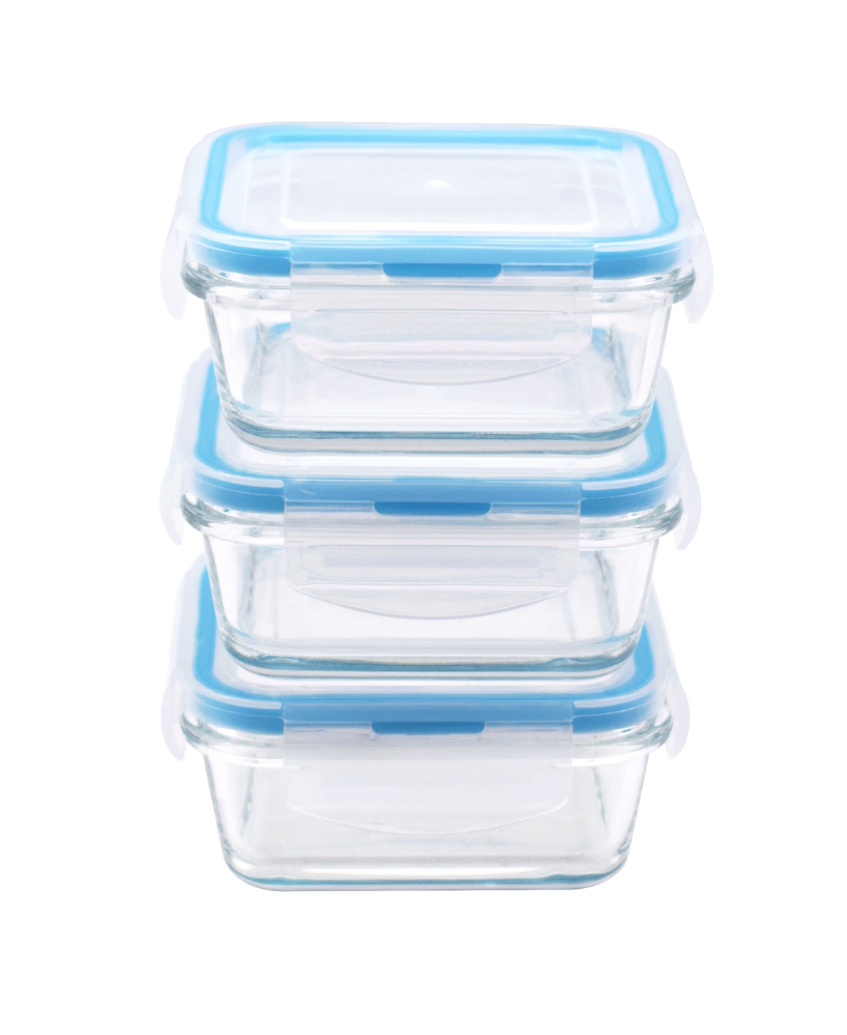 Art & Cook 3 Piece Square 340 ml Food Storage With Locking Lid Set In Blue