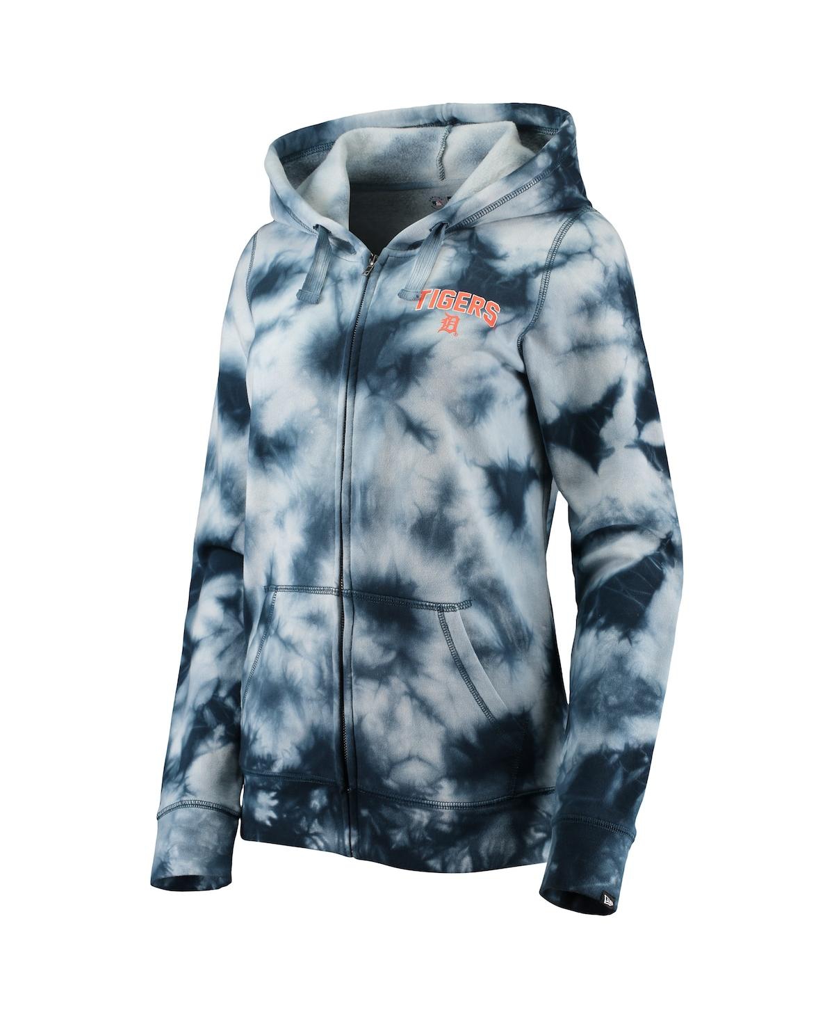 NEW ERA WOMEN'S NEW ERA NAVY DETROIT TIGERS TIE-DYE FULL-ZIP HOODIE 