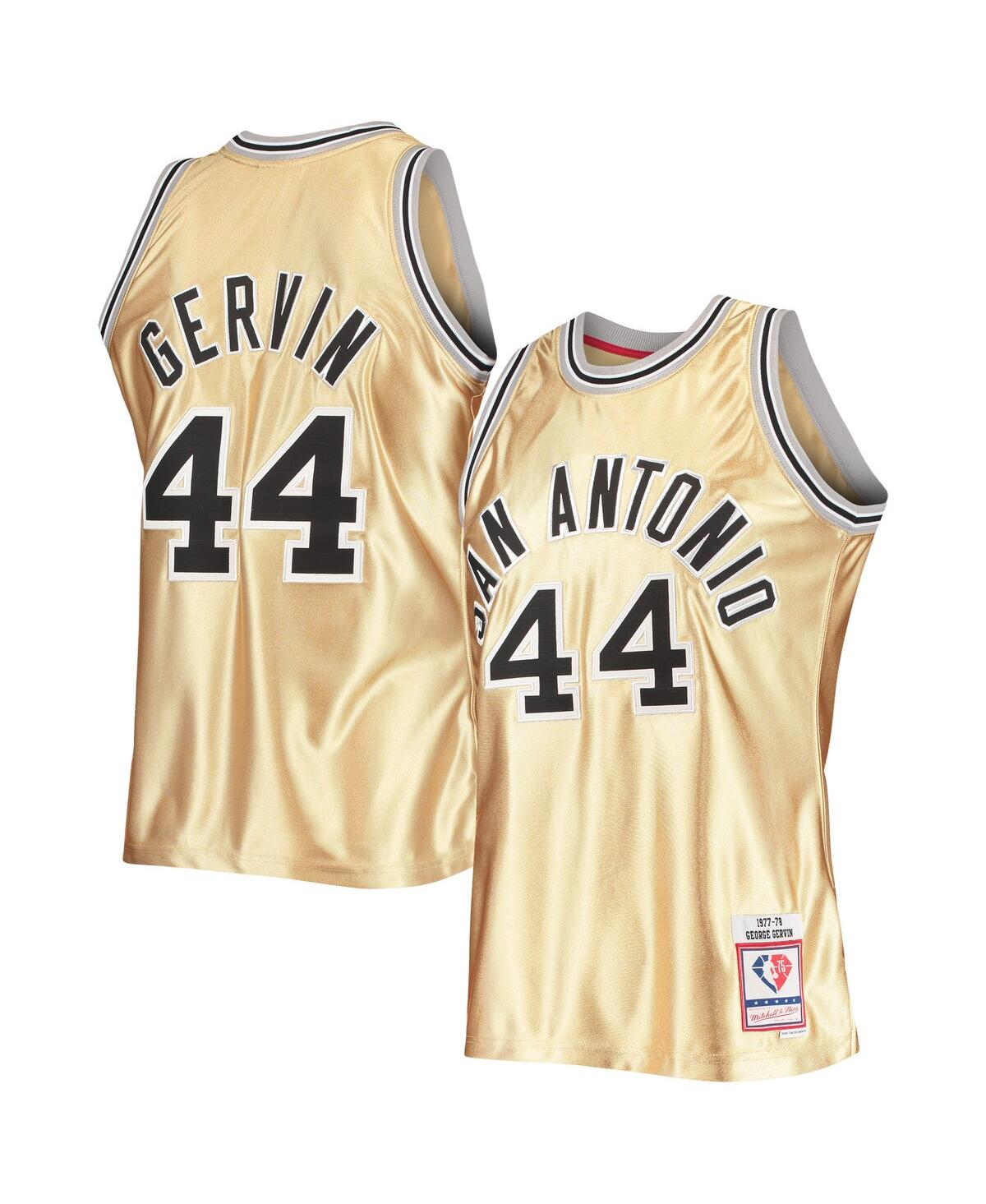 Men's Mitchell & Ness George GervSan Antonio Spurs 75th Anniversary 1977-78 Hardwood Classics Swingman Jersey - Gold