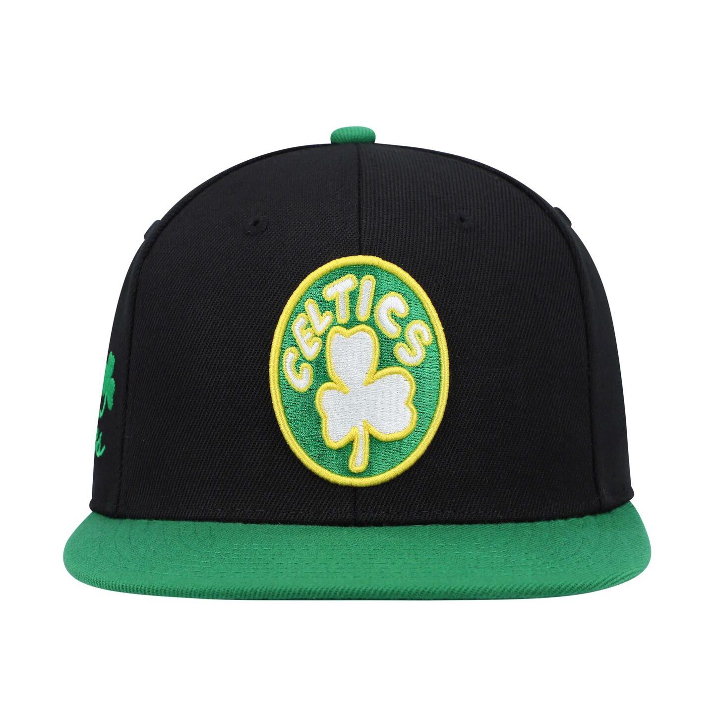 Мужская кепка Mitchell & Ness Black and Kelly Green Boston Celtics Hardwood Classics Snapback Hat — фото 3