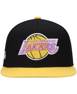 Men's Black and Gold Los Angeles Lakers Hardwood Classics Snapback Hat