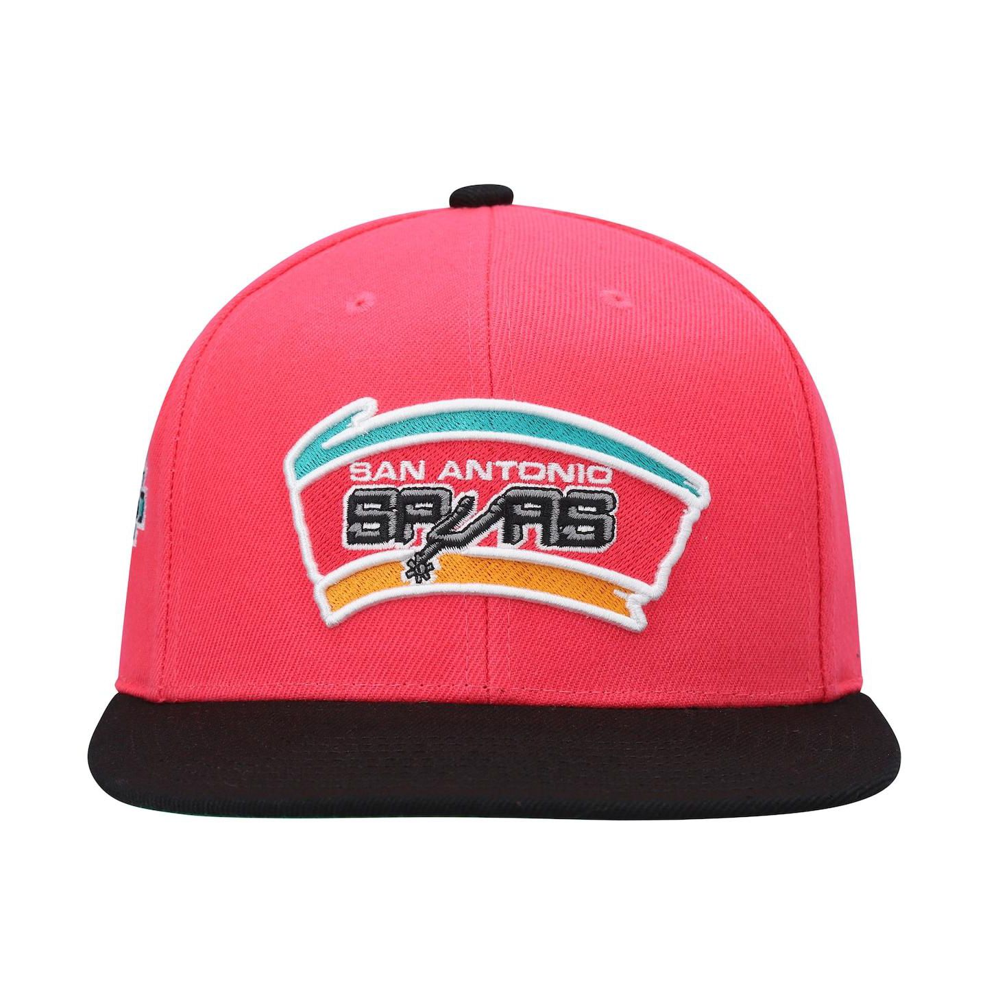 Мужская кепка Mitchell & Ness Pink San Antonio Spurs Hardwood Classics Snapback Hat — фото 3