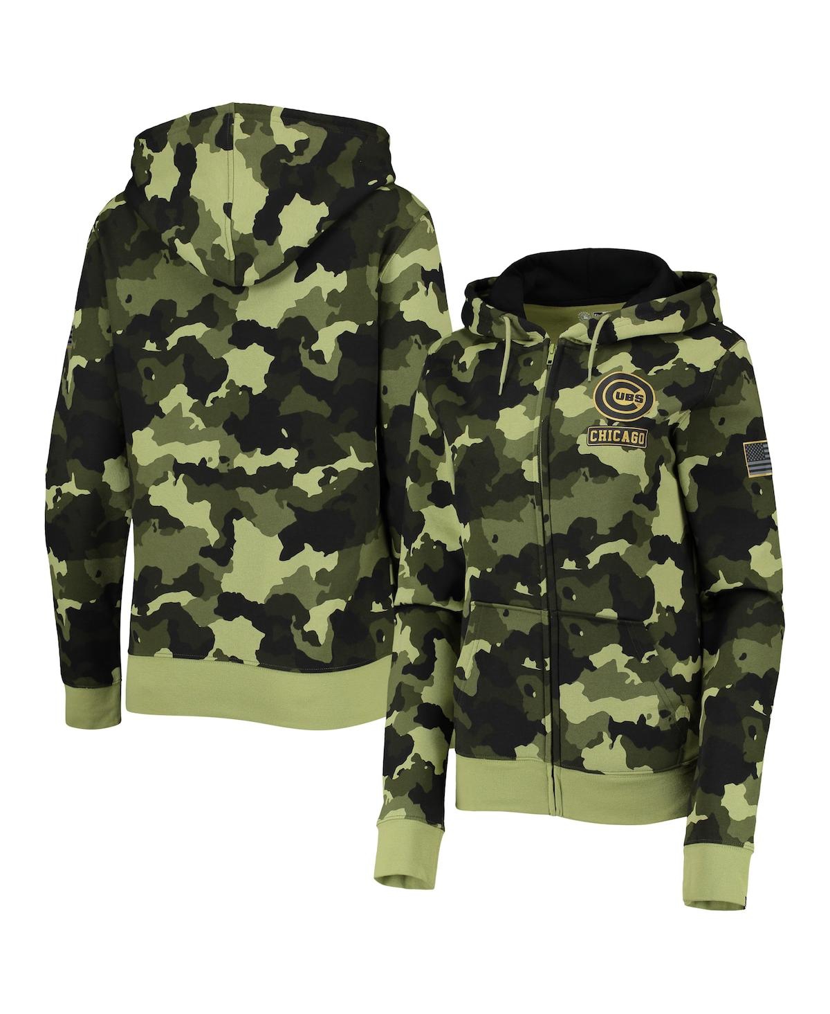 Shop New Era Women's  Green Chicago Cubs 2022 Mlb Armed Forces Day Camo Full-zip Hoodie