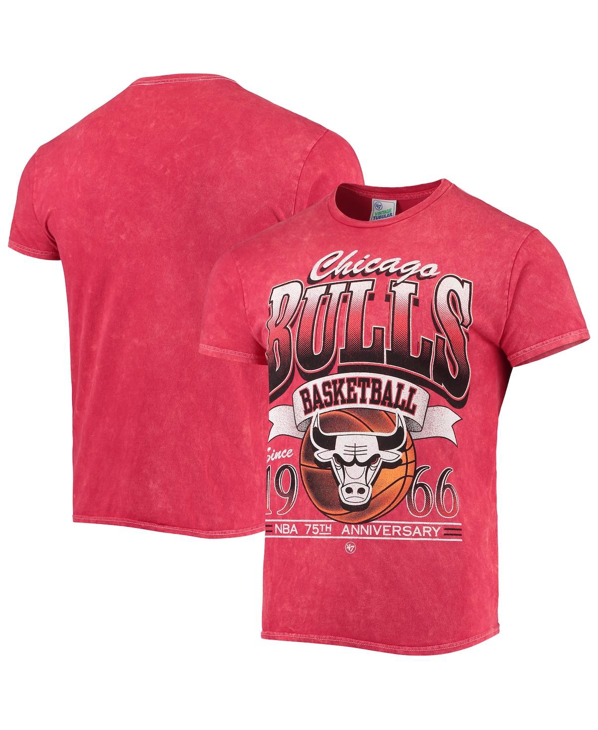 47 Brand Men's '47 Red Chicago Bulls 75th Anniversary City Edition Mineral Wash Vintage-look Tubular T-shirt