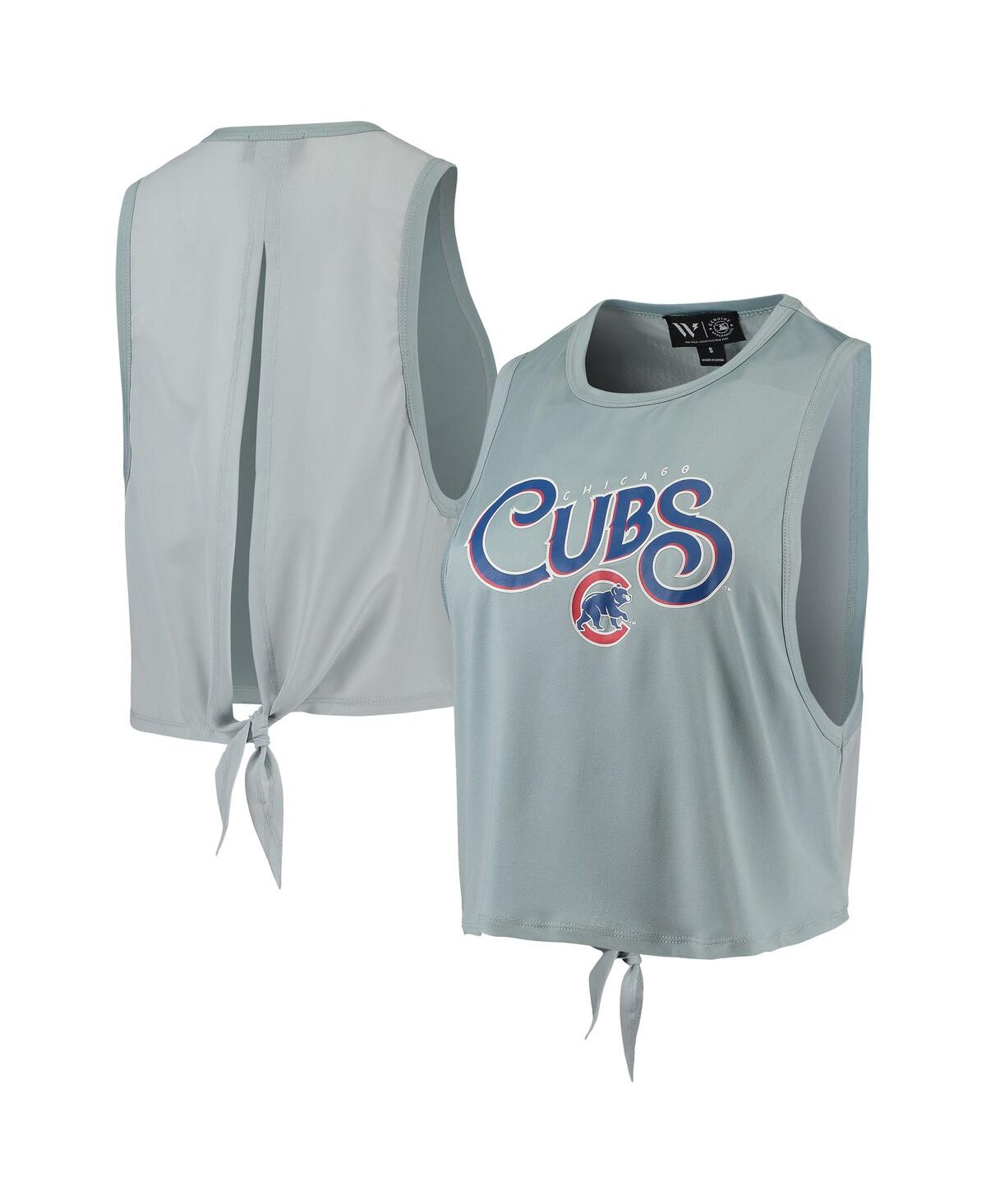 Women's The Wild Collective Light Blue Chicago Cubs Open Back Twist-Tie Tank Top - Light Blue