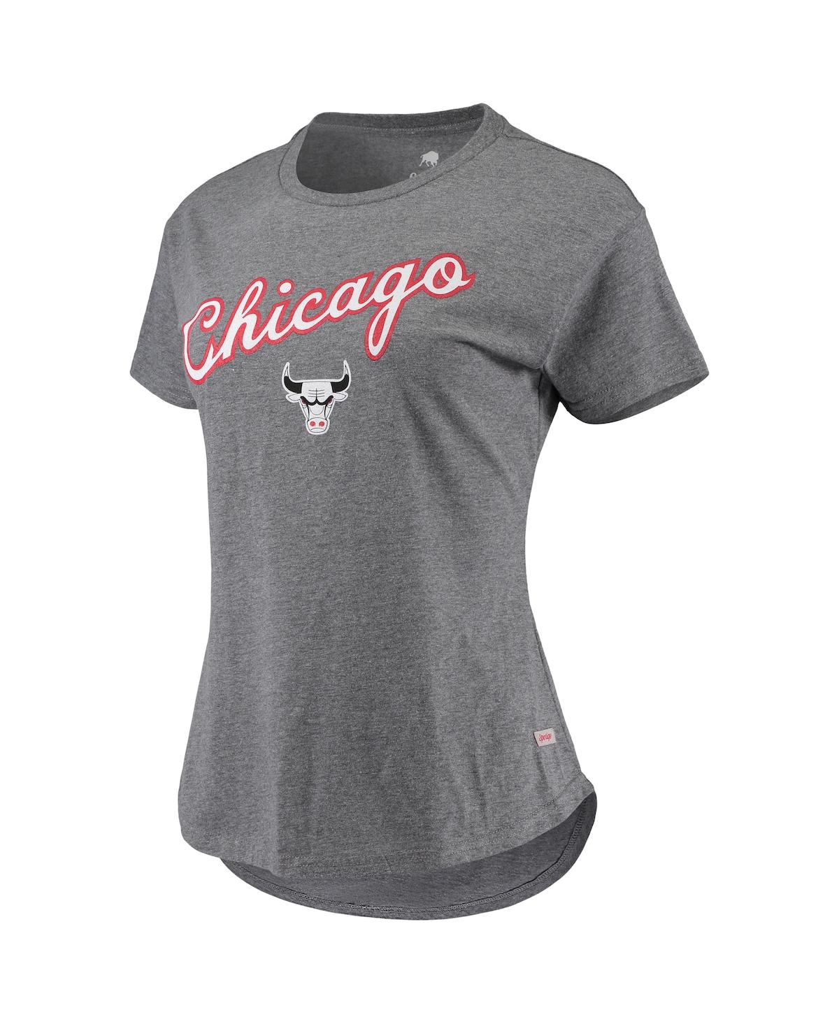 Shop Sportiqe Women's  Heathered Gray Chicago Bulls City Edition Phoebe Tri-blend T-shirt