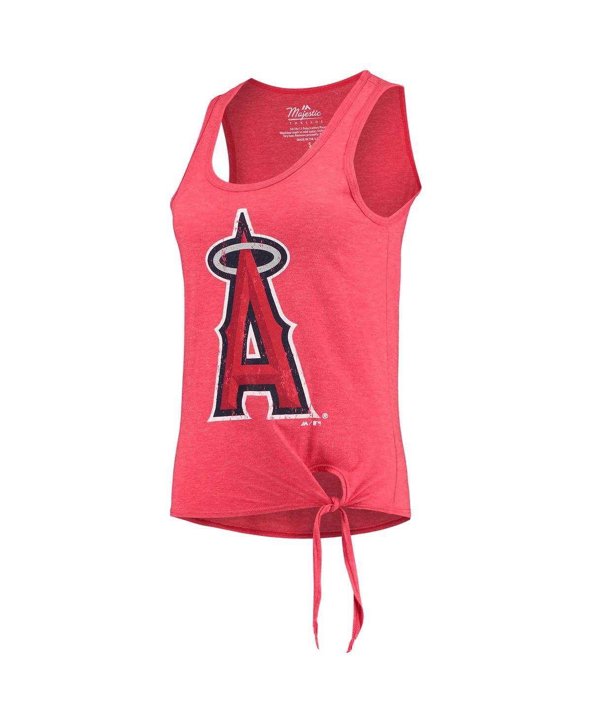 Shop Majestic Women's  Threads Red Los Angeles Angels Scoop Neck Racerback Side Tie Tri-blend Tank Top