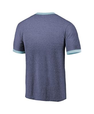 Men's Threads Heathered Deep Sea Blue Seattle Kraken Ringer Contrast Tri-Blend T-shirt