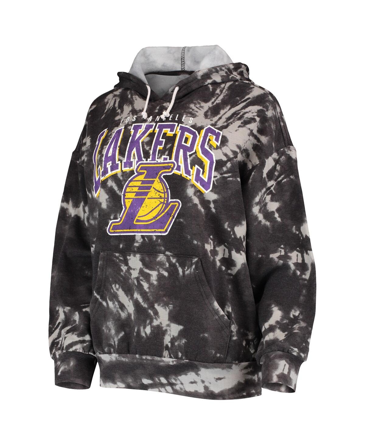 Shop Majestic Women's  Threads Black Los Angeles Lakers Burble Tie-dye Tri-blend Pullover Hoodie