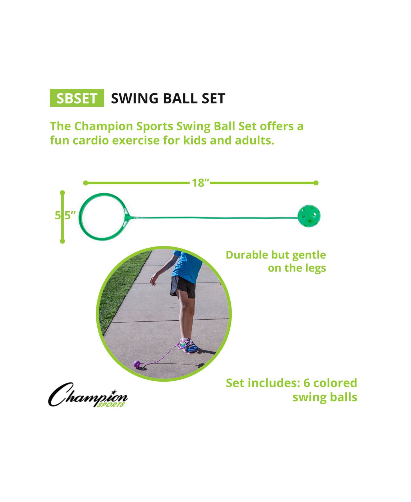 Детские игрушки Champion Sports Swing Ball Set, Set of 6 — фото 2