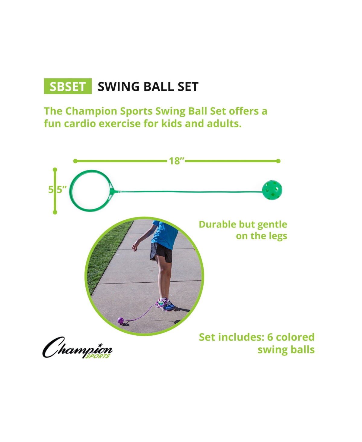Shop Champion Sports Swing Ball Set, Set Of 6 In Green,orange,purple,red,royal Blue