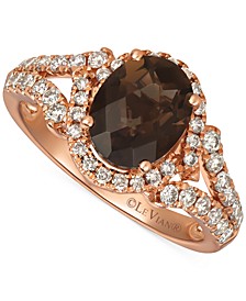Chocolate Quartz (1-3/4 ct. t.w.) & Diamond (1/2 ct. t.w.) Statement Ring in 14k Rose Gold