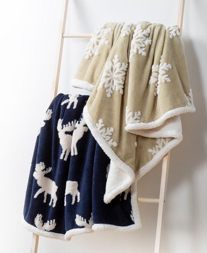 Birch Trail Jacquard Sherpa Throw, 50" x 60" Macy's
